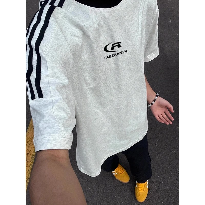 labzaa牌复古小众印花短袖T恤男夏季高街重磅纯棉百搭宽松打底衫