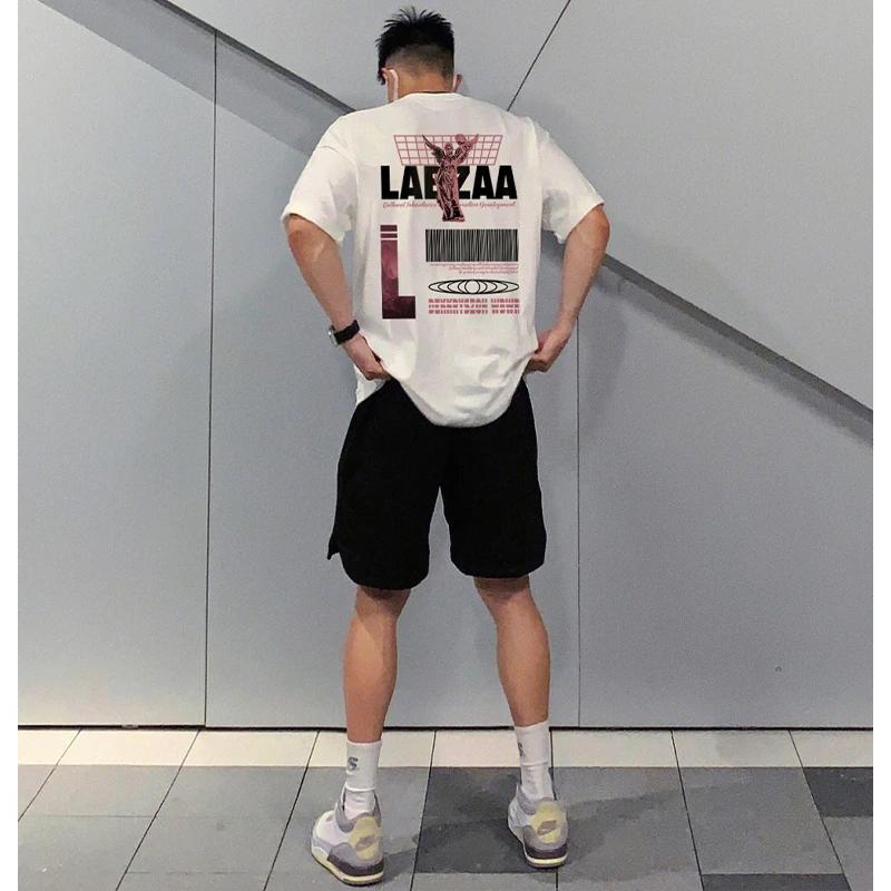 labzaa计感嘻哈hiphop街头短袖男夏季百搭宽松潮牌纯棉打底T恤衫
