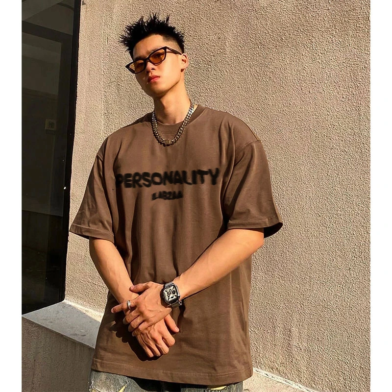 labzaa美式ins潮流简约字母印花短袖t恤男女夏季休闲宽松纯棉上衣