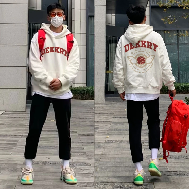 labzaa牌徽章字母印花连帽卫衣男冬季小众设计感休闲宽松百搭外套