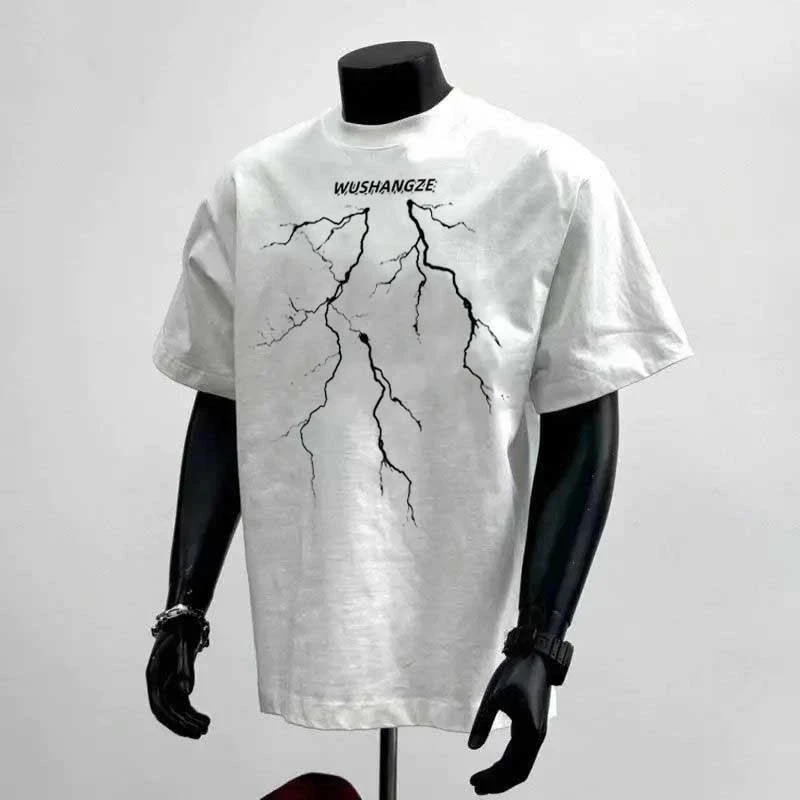 【新高度】230g美式纯棉T恤男士高品质印花简约短袖夏季圆领半袖ins