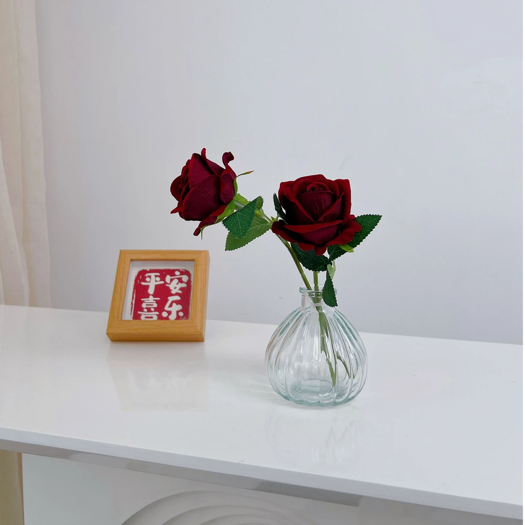 带花瓶2 ins风仿真玫瑰花室内假花餐桌摆件简约少女心装饰