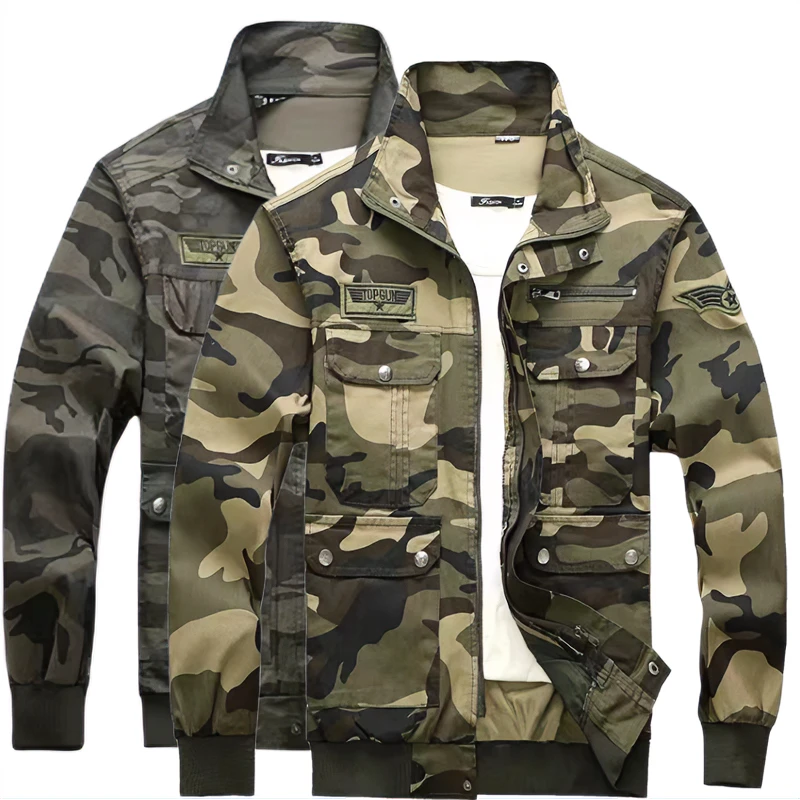 852春秋季弹力户外迷彩耐脏耐磨汽修车间中年工作服（单件上衣）