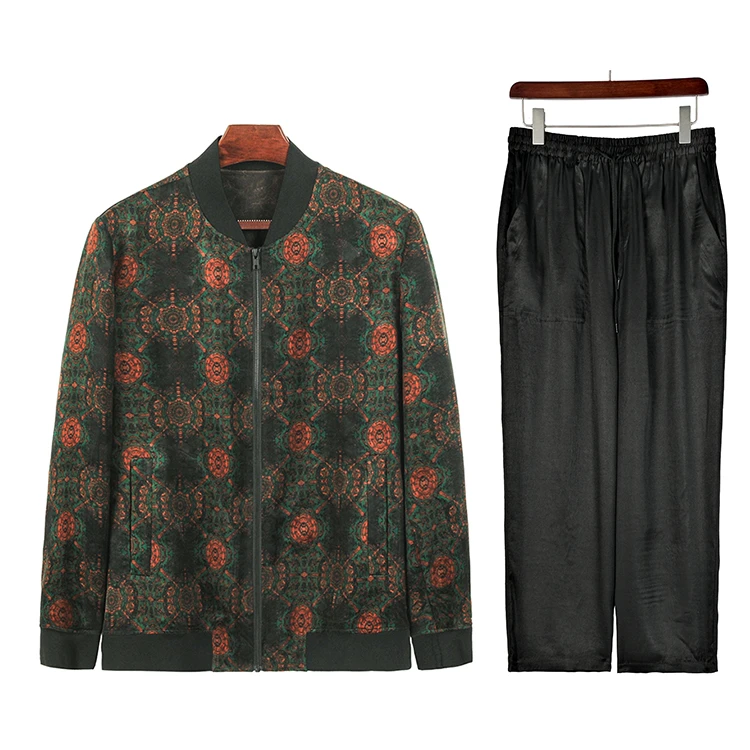 88683+88263 男士套装桑蚕丝提花重缎香云纱上衣+长裤