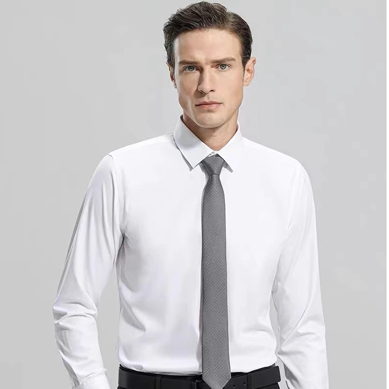 0925 男士纯色白长袖衬衫