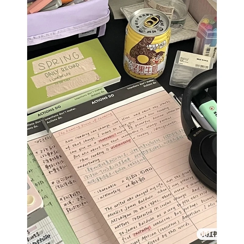新款韩系ins简约拍纸本B5加厚记事本拼色学习纸横线考研笔记本