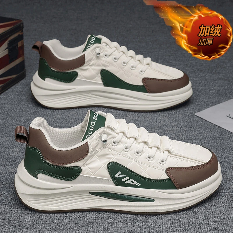 冬季加绒加厚保暖羽绒布男鞋潮流百搭鞋子男款鞋男士一脚蹬休闲鞋