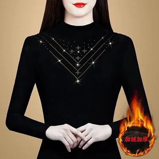 半高领打底衫女秋冬新款内搭修身网纱上衣长袖T恤衫洋气百搭小衫