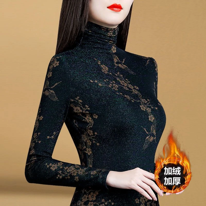 冬季加绒加厚打底衫女2025新款洋气秋季高领保暖内搭修身秋冬上衣