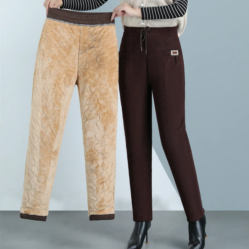 妈妈装冬季加绒裤子中老年人女裤加厚棉裤50岁60老人奶奶冬装长裤