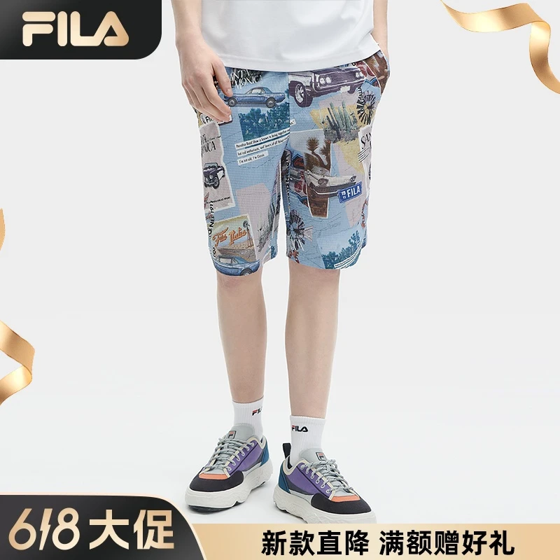 Fila/斐乐美式花短裤夏季旅游时尚潮流运动休闲短裤F11M428804F