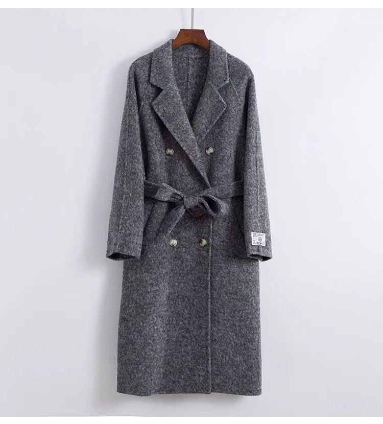 高端柔软舒适长毛双面外套2023秋冬新款韩版呢子中长款大衣女