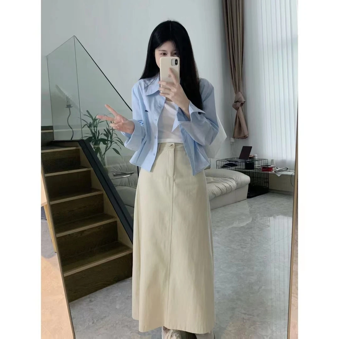 温哈哈【莫兰迪】店主推荐小个子必入衬衫百搭显瘦搭配吊带裙神器