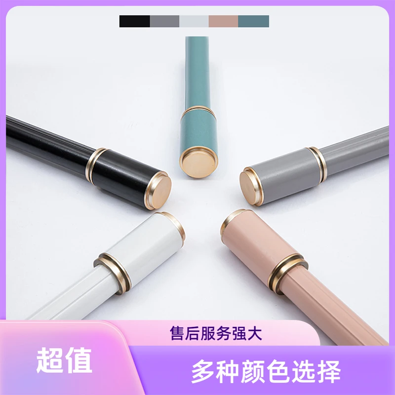 家用静音罗马杆窗帘杆单杆双杆铝合金轨道加厚打孔式窗帘配件简约