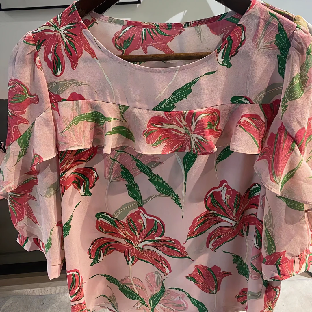 【小慧慧家】印花小衫碎花百搭夏季圆领花色舒适