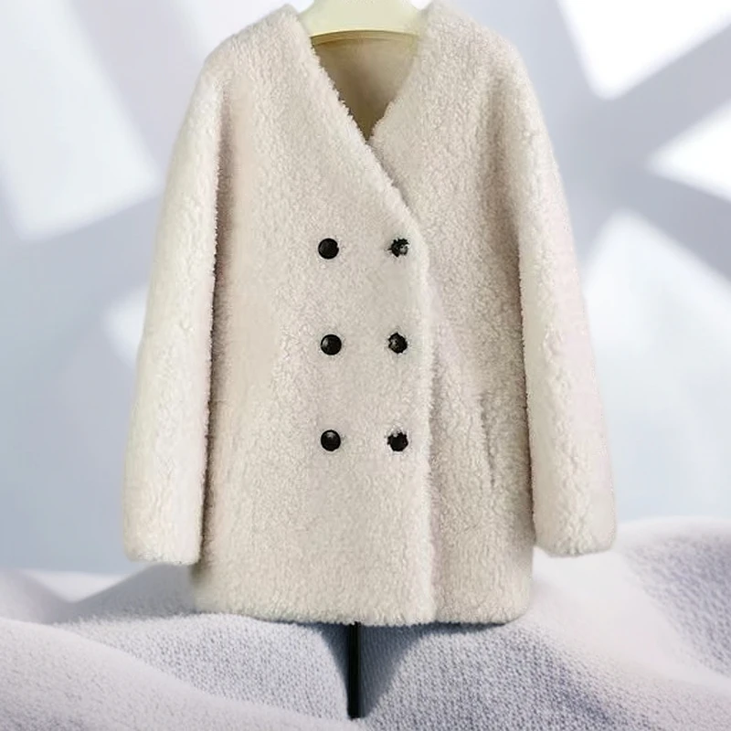 【XIAOHUIHUI】顶货双排扣毛毛外套