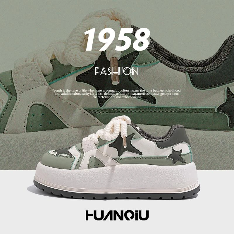 环球厚底板鞋女款2023新款秋冬百搭时尚星星女鞋小众休闲运动鞋