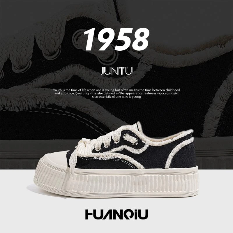 环球个性帆布鞋女2023夏季新款ins百搭鞋子女厚底个性显脚小板鞋