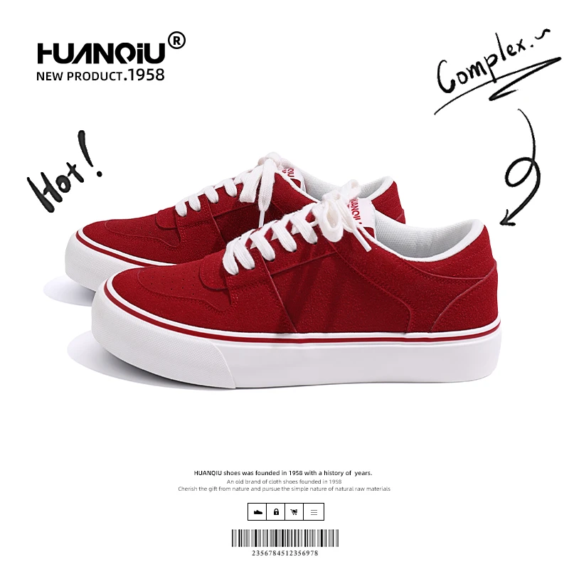 环球红色帆布鞋男ins潮2023夏季新款男鞋百搭透气运动休闲鞋子男