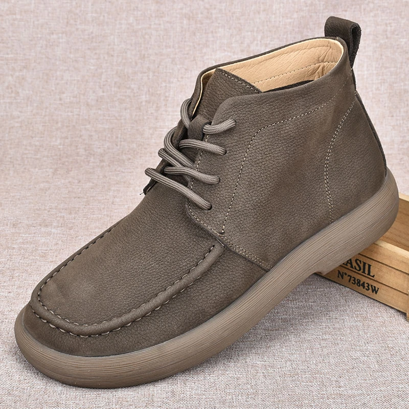 外贸高帮马丁靴2025秋冬季真皮复古手工百搭透气软皮厚底工装靴子