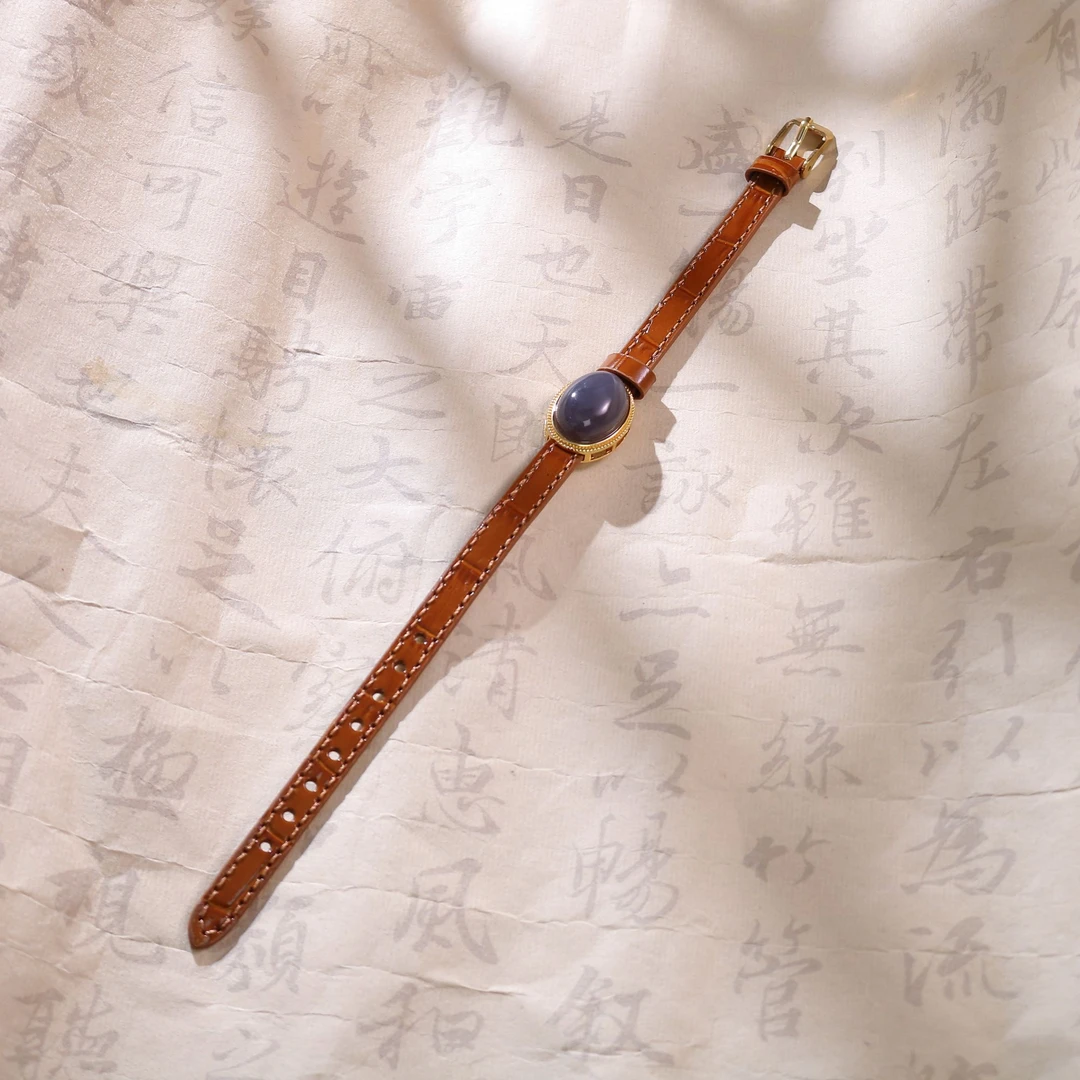 凰一品 和田玉烟紫蛋面手牌s925