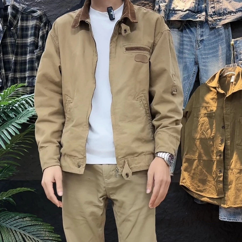 山岗高端底特律珠帆布∣vintage美式潮牌外套男复古宽松工装夹克