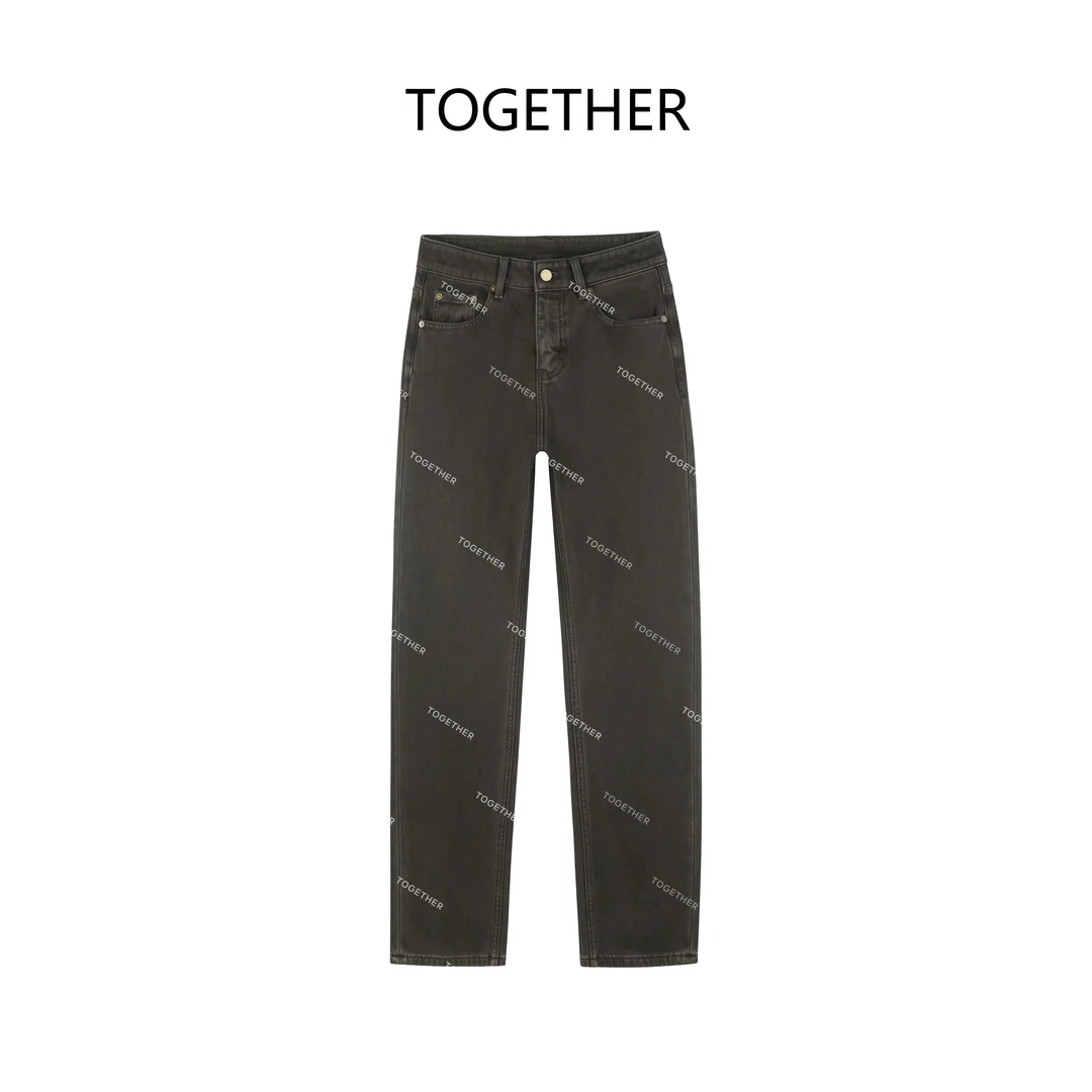 陈曦【巧思 】 冬季加绒四面弹净版九分直筒牛仔裤#Q5201