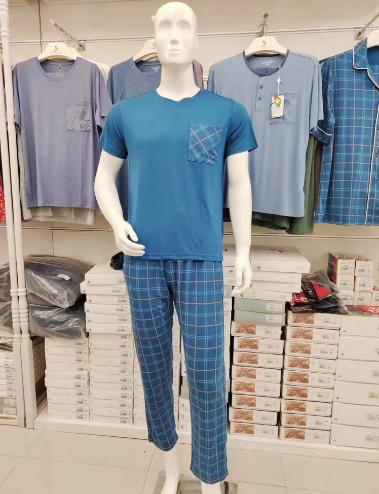 花雨伞新品男士睡衣薄款家居服短袖长裤套装AP01890