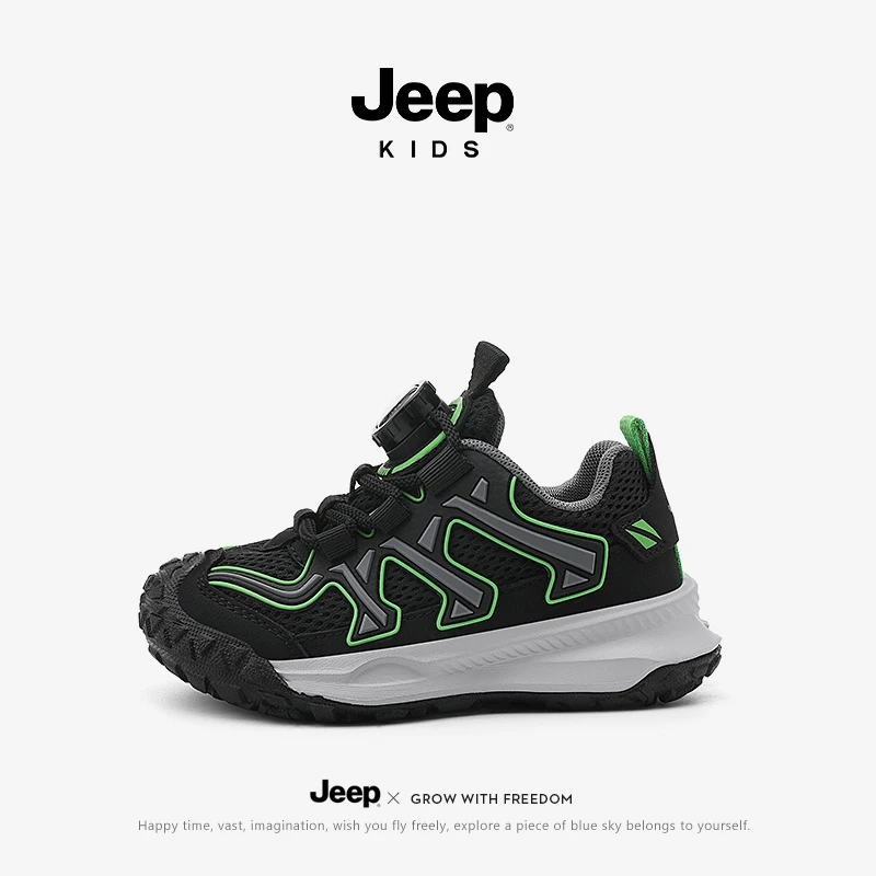jeep男童鞋子春季软底网面童鞋女童中大童2025新款防滑儿童运动鞋