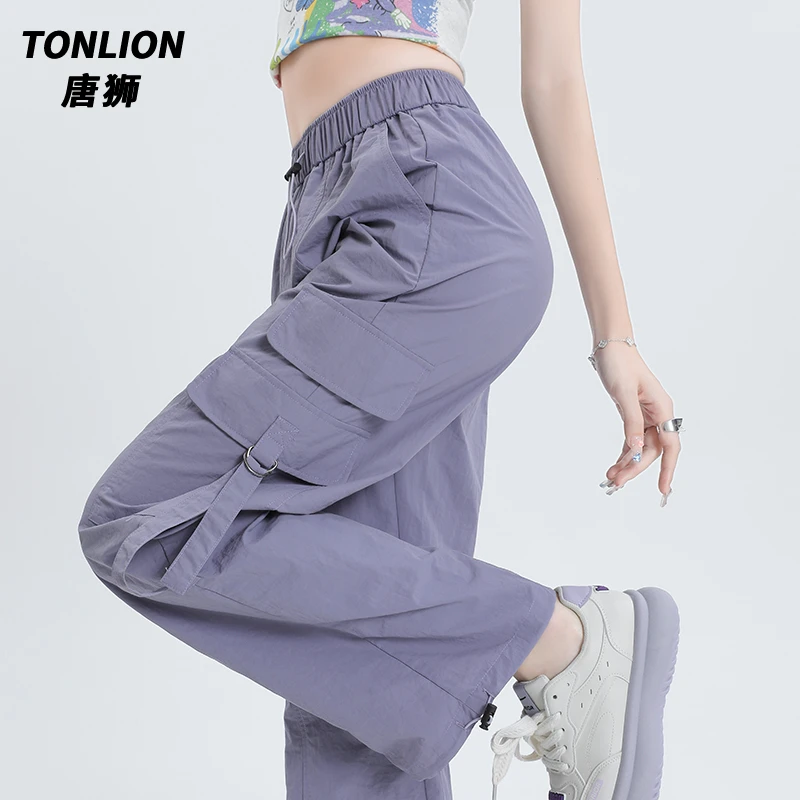 tonlion/唐狮工装裤女夏季薄款宽松小个子显瘦休闲潮流垂感阔腿裤