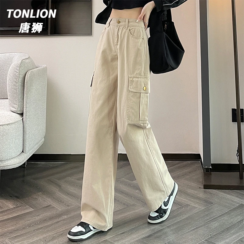 tonlion/唐狮美式工装裤女2025新款小个子显瘦夏季宽松直筒休闲裤