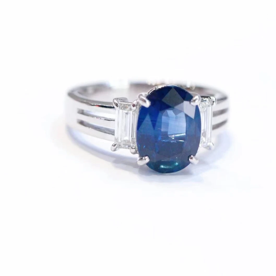 小红宝 x Phoenix Jewelry蓝宝石戒指高级优雅铂金轻奢镶嵌定制