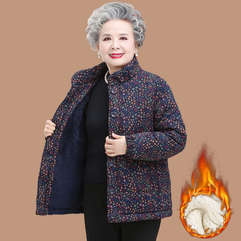 奶奶冬装外套女中老年人冬天棉服加绒加厚妈妈棉袄冬季老太太衣服