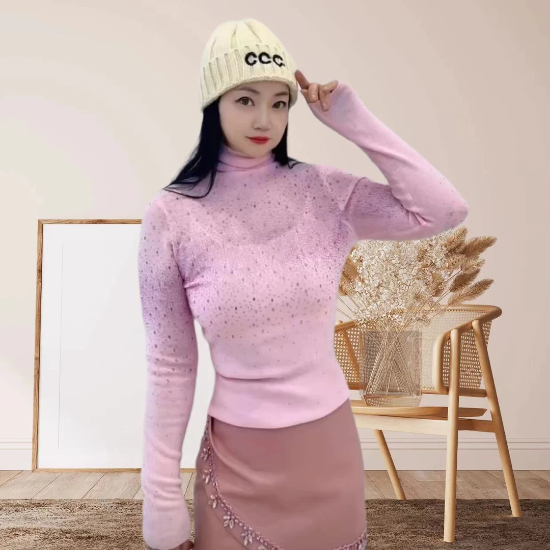 潮牌女装女装百搭半高领时尚内搭网红长袖裙子针织衫秋冬女士