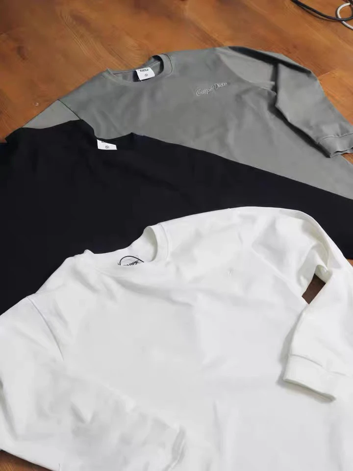 CEDM/CARPEDIME2024秋冬基础刺绣LOGO圆领纯棉长袖百搭休闲打底衫