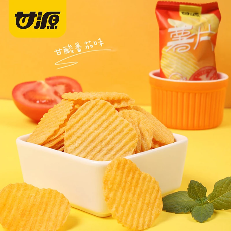 甘源酥脆醇厚非油炸薯片原味番茄牛排味休闲零食-TY