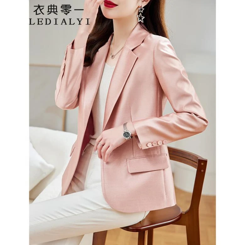 高端气质重磅真丝小西装女春秋季新款时尚修身职业桑蚕丝西服外套