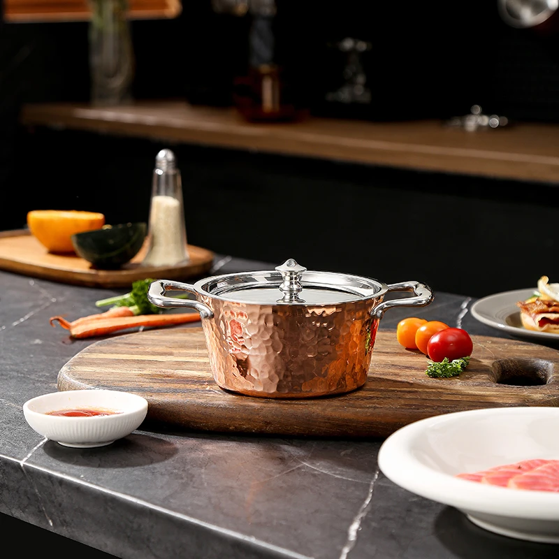 NAYS 12CM高端双柄锤纹锥型泼油小锅轻奢小奶锅双耳酱汁锅E231