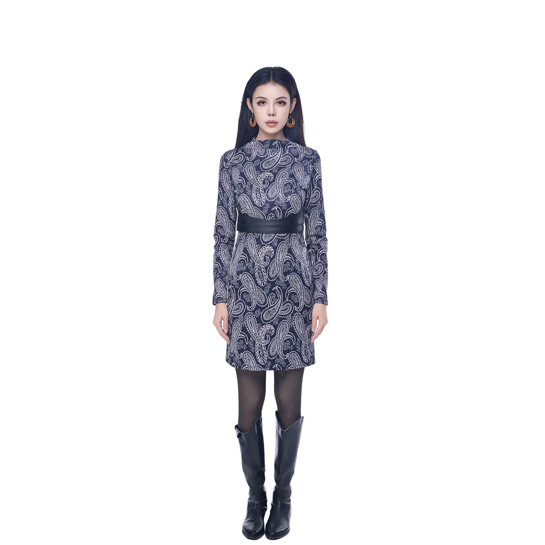 [双12] 2024新款冬季BADAM腰果花短款连衣裙[双12BADAM]