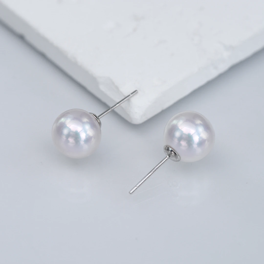 【视频专享】S925银淡水有核珍珠百搭经典款耳钉9-10mm