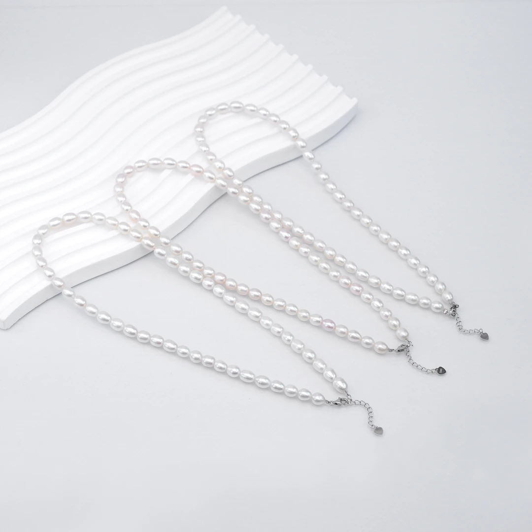 【超大福利白胖子】淡水无核珍珠米珠项链6-7mm925银多样性发一