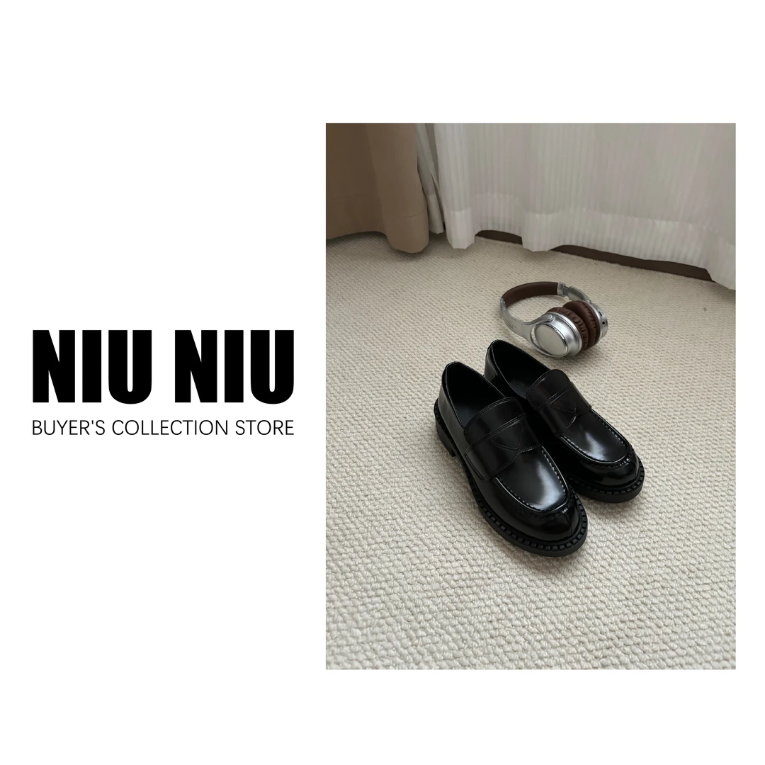 【NIUNIU专属】齿轮厚底乐福2024秋冬经典粗跟厚底乐福鞋女鞋