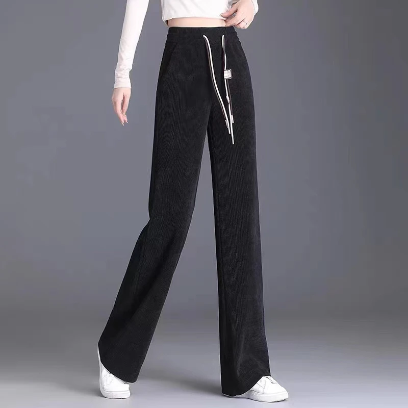 C350窄版阔腿裤女2023新款百搭直筒裤时尚女士休闲裤