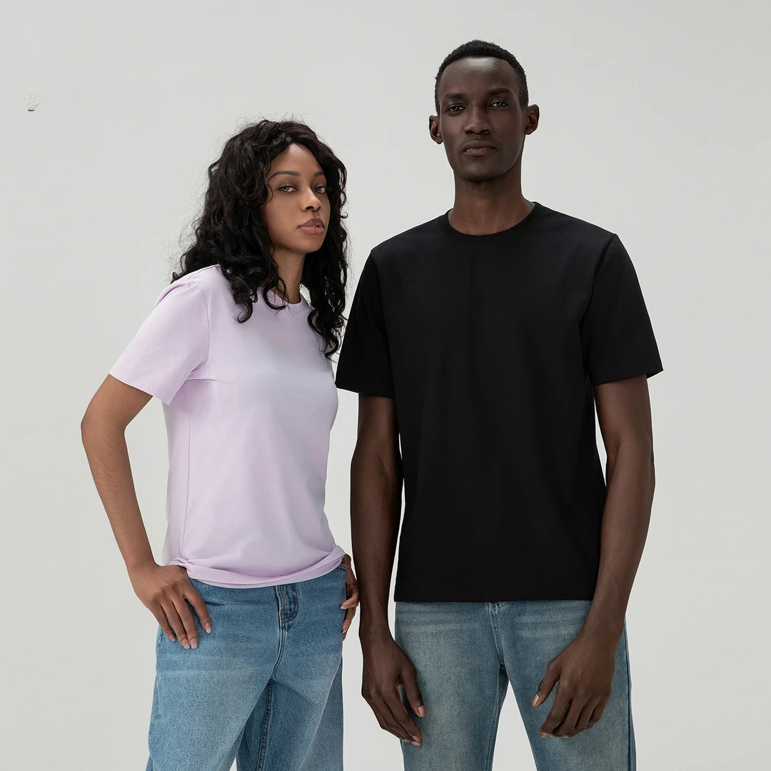 D539短袖男圆领打底T恤短袖男女宽松纯色白色t恤夏季