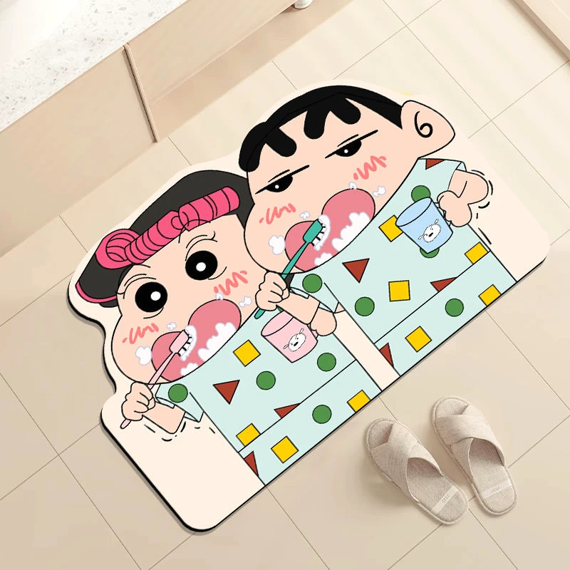 蜡笔新白浴室吸水软硅藻泥洗手间卫生间吸水防滑垫家用耐脏地垫子