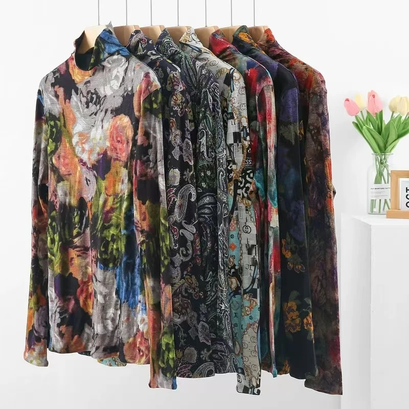 【现 1809蓝色印花中袖上衣】--姐妹服饰2店