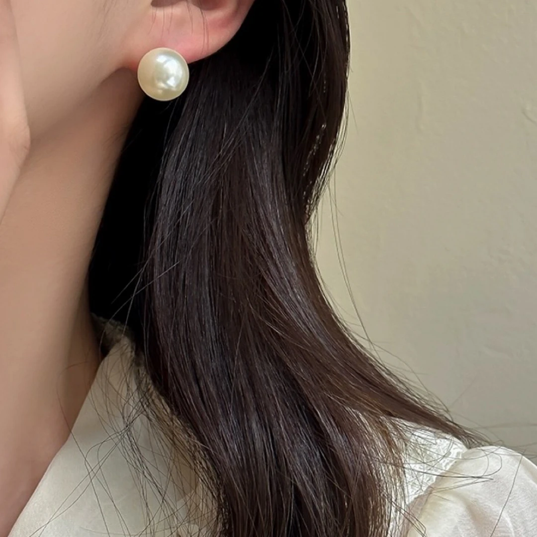 铜合金仿珍珠耳饰 古力裸珠耳钉