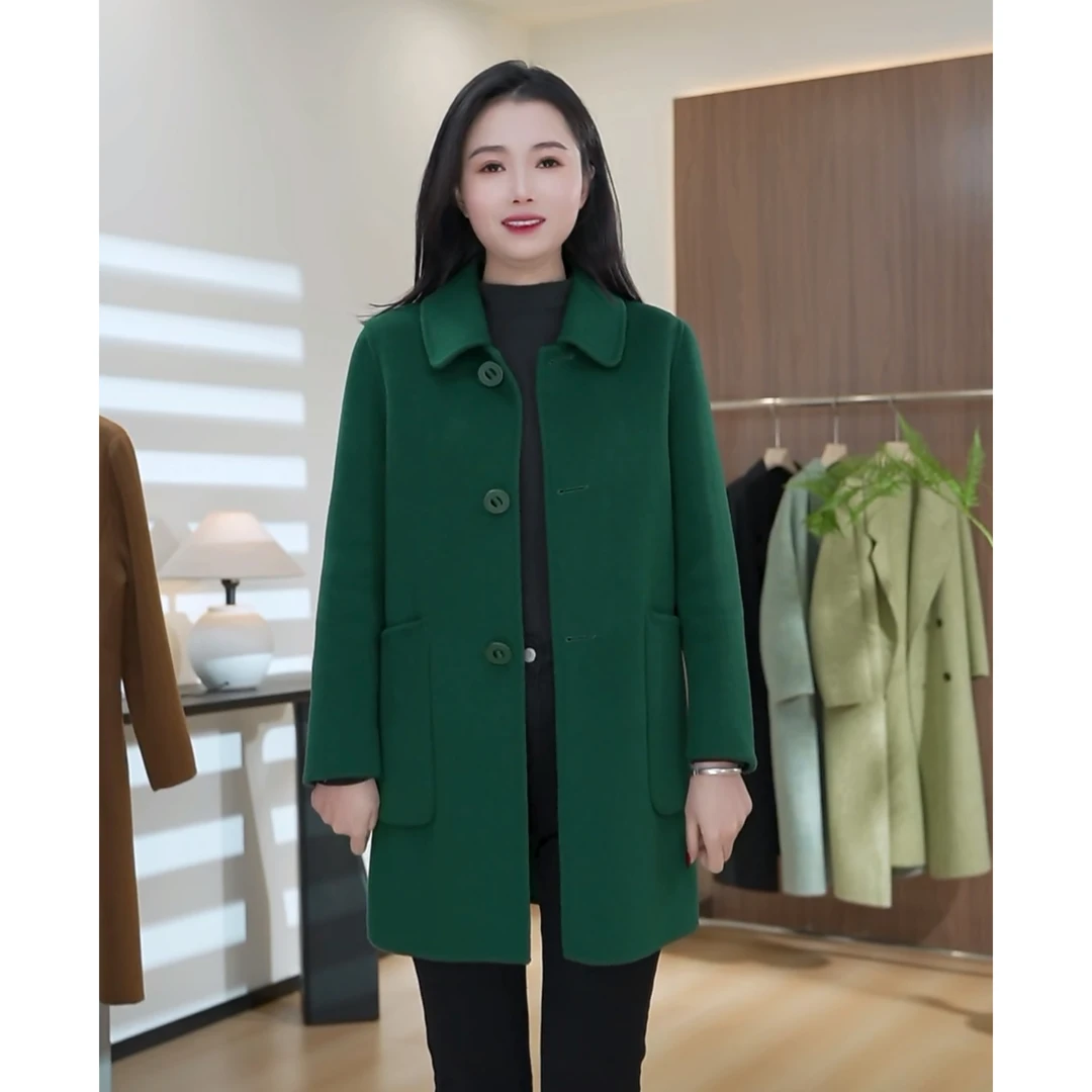 气质高端时尚双面羊毛大衣秋冬洋气时尚显瘦中长款外套备388（李）