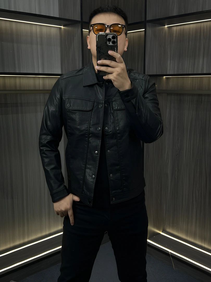 【cirekjie】秋冬男款皮衣休闲翻领皮夹克休闲男士男款皮衣皮衣男款