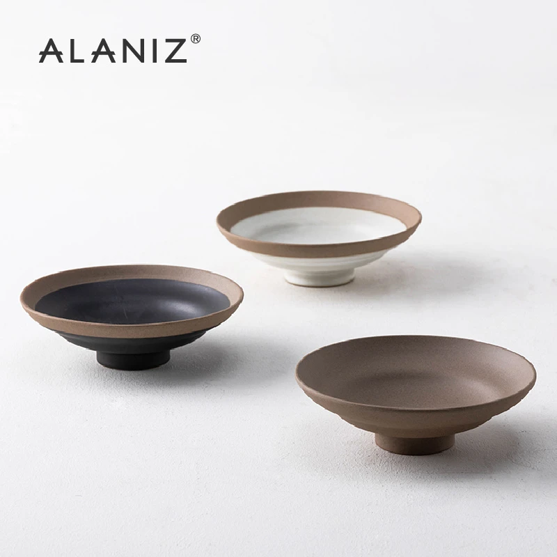 alaniz景-松山欧式盘子菜盘家用个性菜碟复古陶瓷碟子创意装菜盘